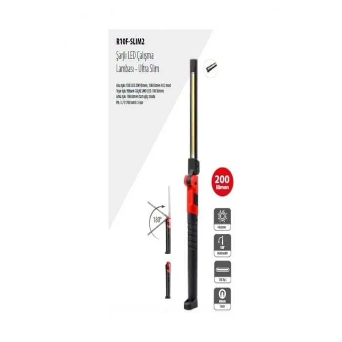 CETA FORM Lİ-LOn Lumax Şarjlı Led Çalışma Lambası 200 Lümen R10F Slim 2