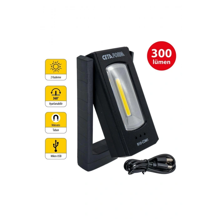 CETA FORM R10-COM1 Şarjlı COB Led Kompakt Çalışma Lambası 300 Lümen