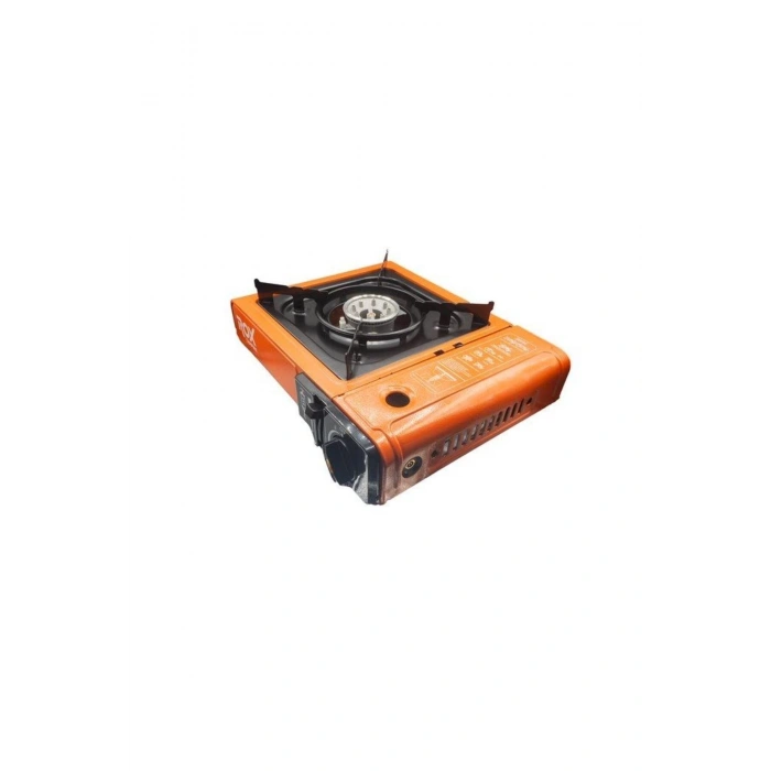 Rox Camping 0189 Tekli Portatif Kamp Ocak - Turuncu, Rüzgarlıklı, Ekstra Gaz Girişli