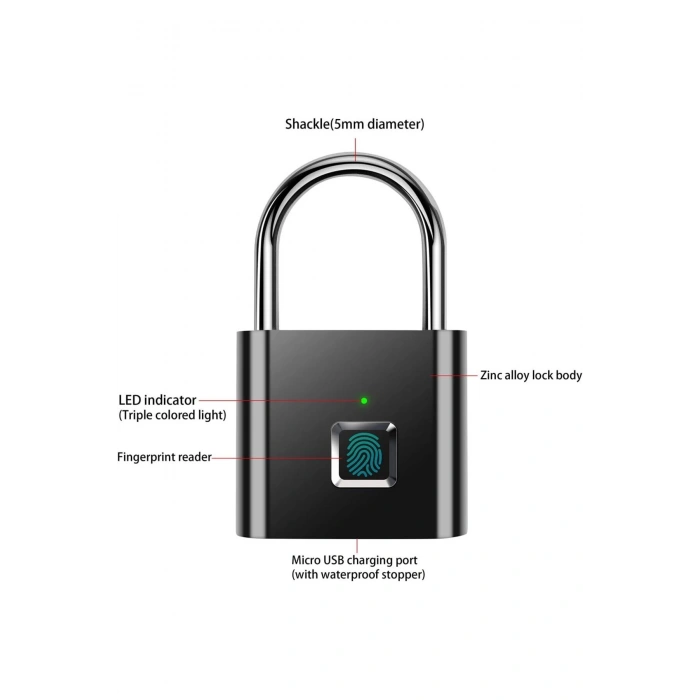 AICase Asma kilit, parmak izi asma kilit, anahtarsız asma kilit, bagaj kilidi