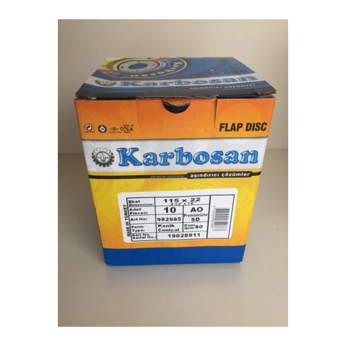 Karbosan Ao Flap Disk 115x22 Konik- 80 Kum (10 LU)