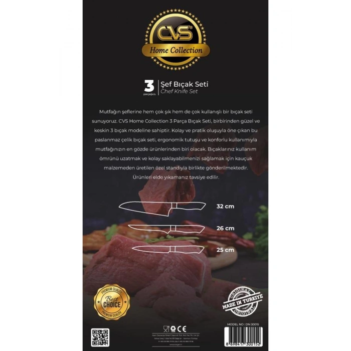 CVS DN 30015 3 Parça Şef Bıçak Seti