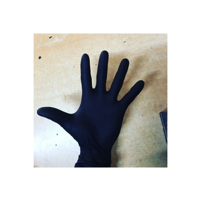 Haspet Ekstra Kalın Siyah Nitril Pudrasız Muayene Eldiveni Xlarge 50li