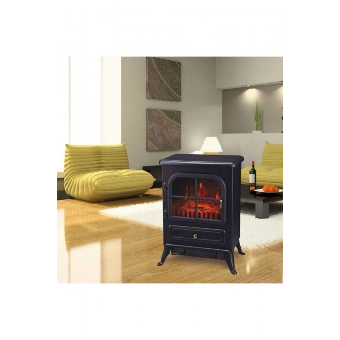 Elektrikli Şömine 1850 W Isıtıcı Dekoratif 3 Boyutlu Led Efektli