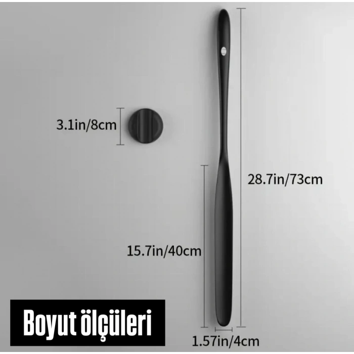 Manyetik Mıknatıslı Uzun Ayakkabı Çekeceği 73 cm 3M Yapışkanlı Premium Quality Siyah
