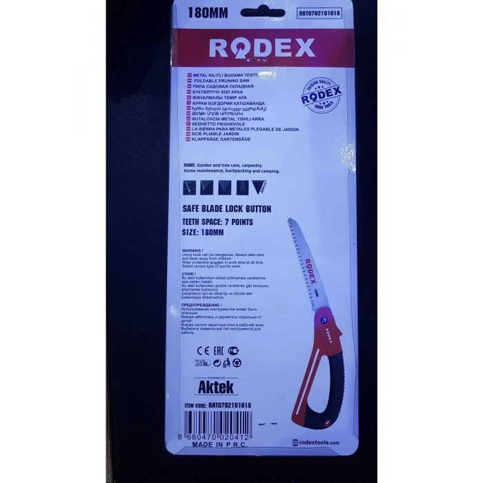 Rodex Metal Kilitli Budama Testeresi 180mm
