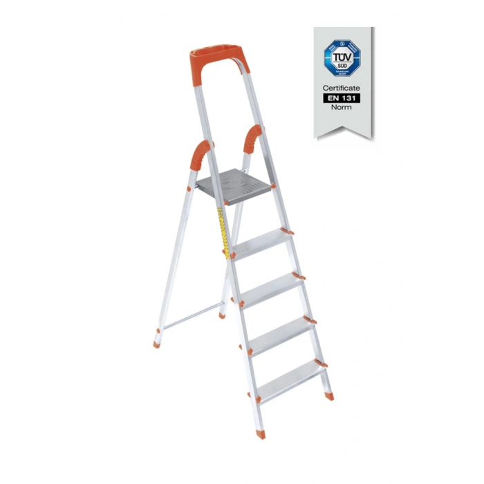 Saraylı Paslanmaz Alüminyum Seyyar Merdiven 4+1 Basamak