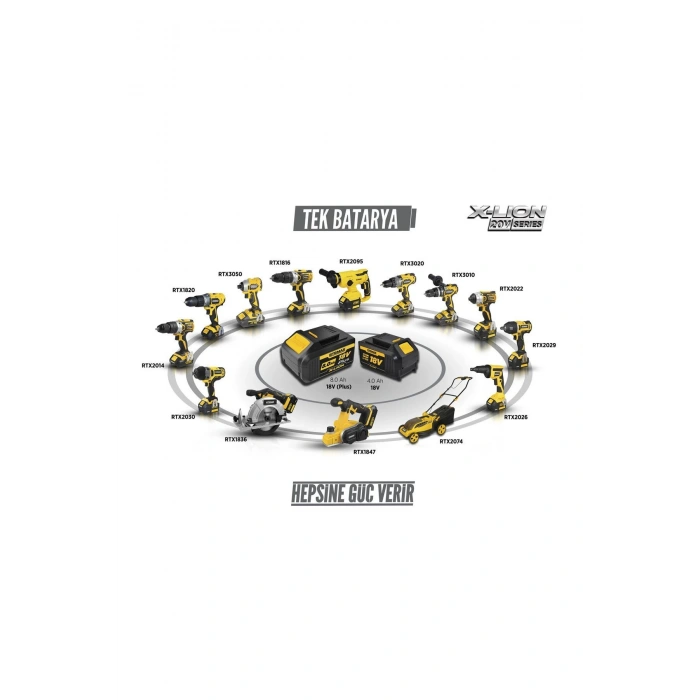 Rtrmax Rtx1820 Şarjlı Darbeli Matkap 50 Nm 2x2 Ah Çift Akü X-lion - Akü Dahil