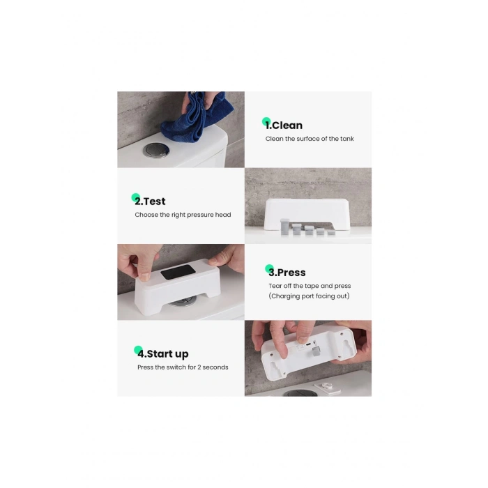 Şarj Edilebilir Otomatik Temassız Tuvalet Sifonu - Beyaz