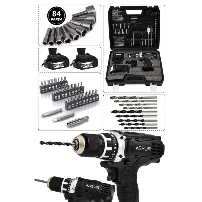 Assur Siyah Matkap Çelik Mandren 84 Parça Setli