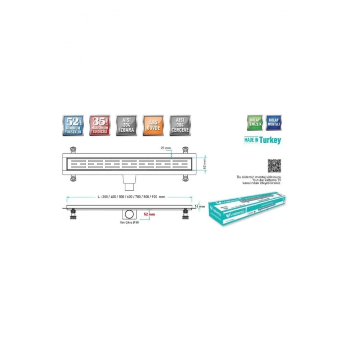 Valtemo Starline Base 50cm Duş Kanalı Vld-562315