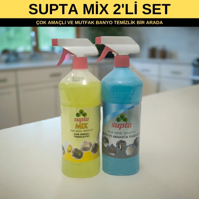 Supta Mix 2li Set Çok Amaçlı ve Mutfak Banyo Temizlik Bir Arada