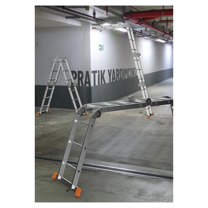 Saraylı Çok Amaçlı Fonksiyel Aluminyum Akrobat Merdiven 4x4 Basamaklı 450 Cm