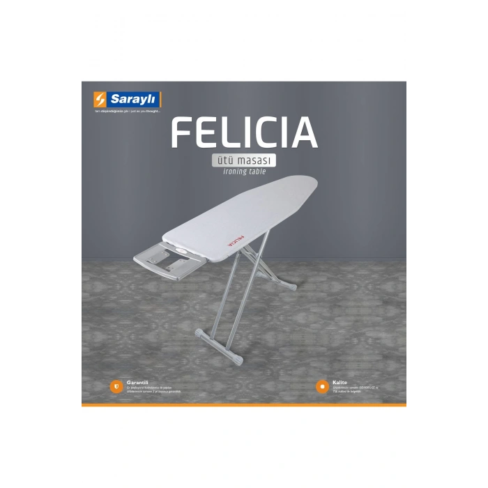 Felicia Çelik Tabanlı Ütü Masası Monoblok Tabla 150x42x90 Cm