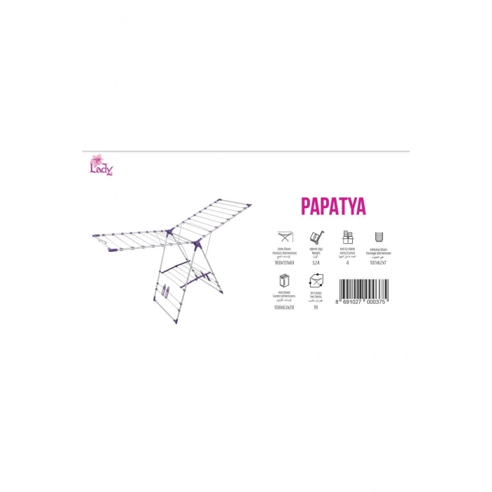Lady Papatya Çamaşır Kurutma Askısı - Kurutmalık 180x131x61 Cm