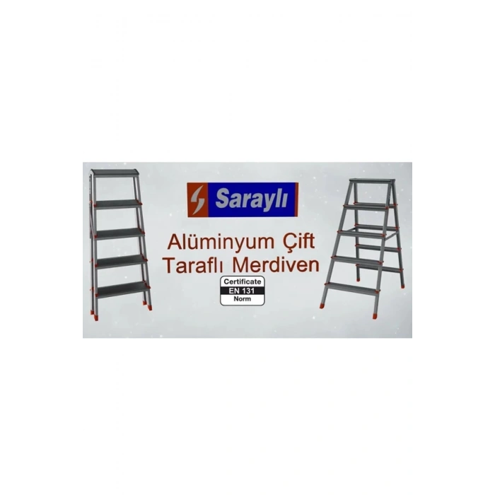 Saraylı Paslanmaz Alüminyum Çift Çıkışlı Çift Taraflı Seyyar Merdiven 4 4 Basamaklı 1804