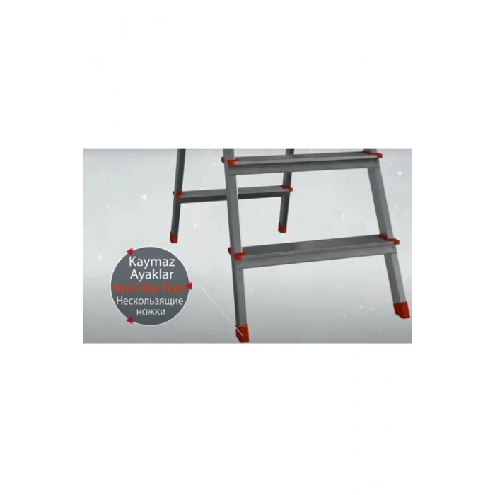 Saraylı Paslanmaz Alüminyum Çift Çıkışlı Çift Taraflı Seyyar Merdiven 4 4 Basamaklı 1804