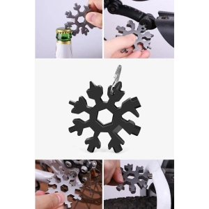 Standart Çok Amaçlı Alyan Tornavida Takımı Çelik Taşınabilir Kar Tanesi Anahtarlık Konserve Şişe Açıcı