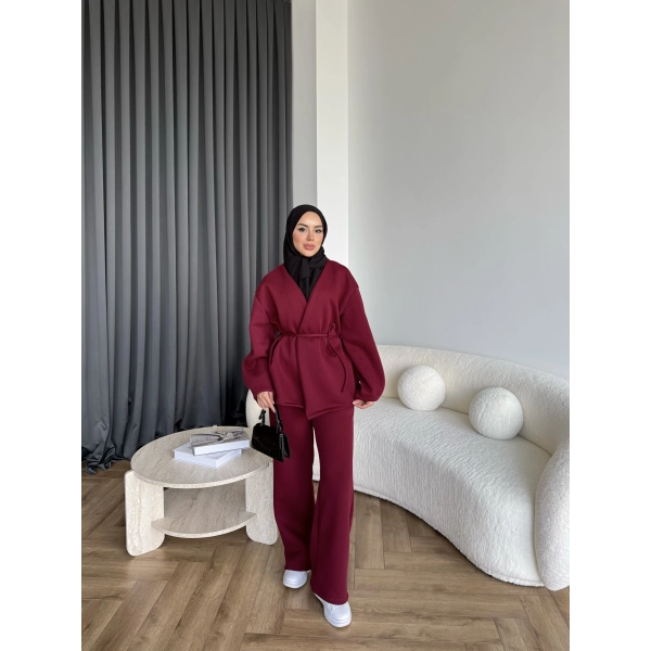 3 İplik Bağlamalı Takım - Bordo