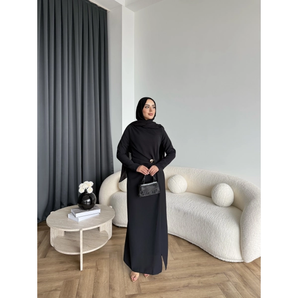 Sılan Yan Detaylı Elbise - Siyah