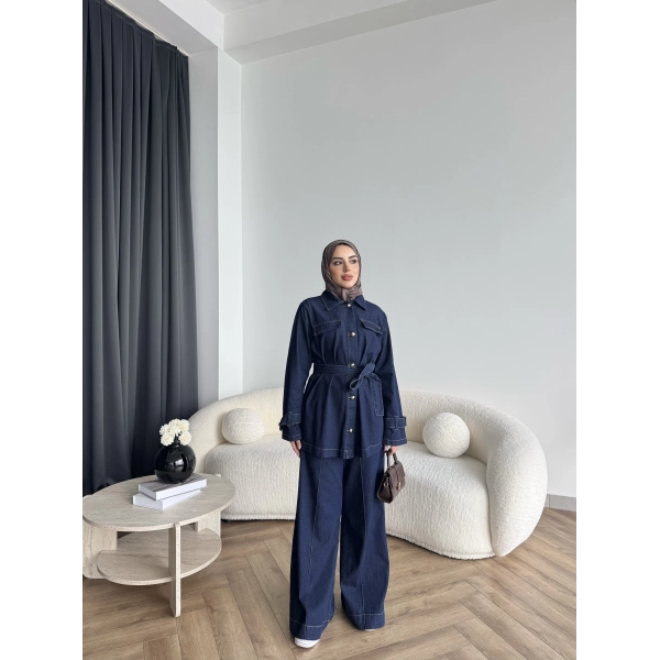 Hen - Sarlan Ön Düğme Kot Takım