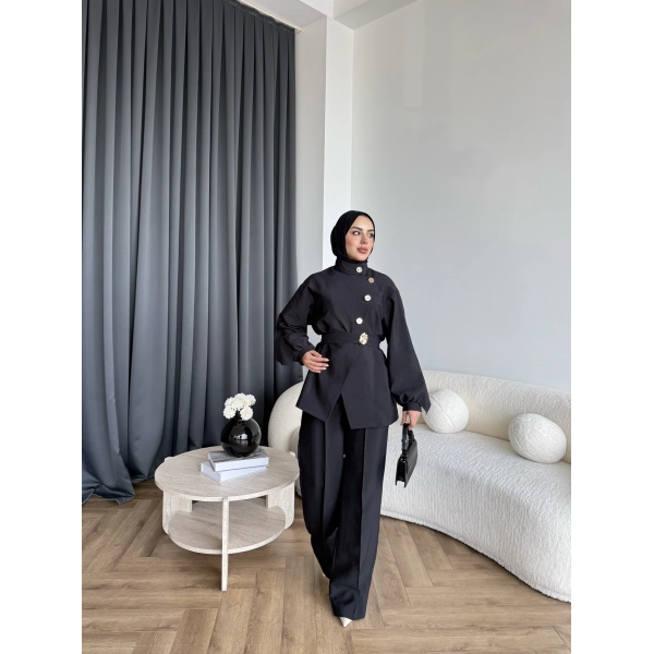 Tb - Evran Gold Düğme Cupra Takım - Siyah - ÖN SİPARİŞ