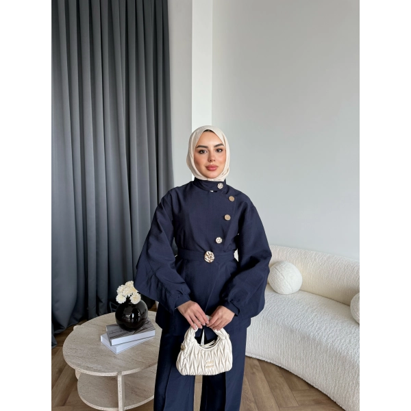 Tb - Evran Gold Düğme Cupra Takım - Lacivert