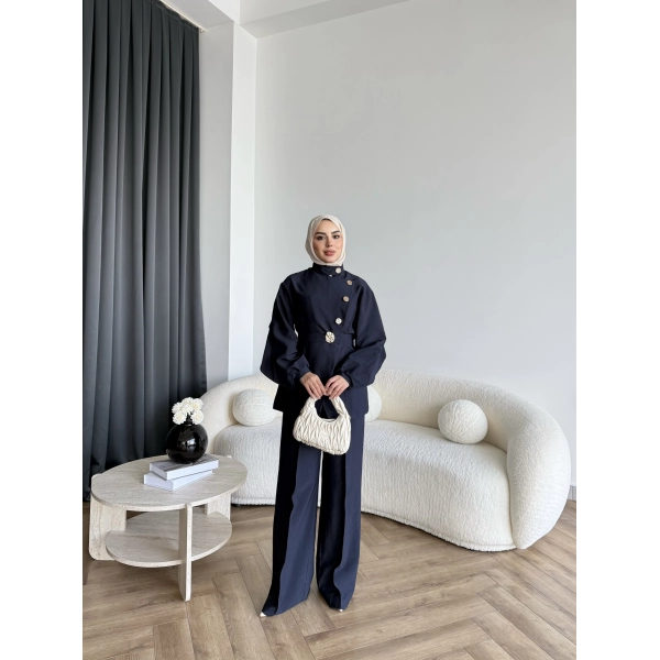 Tb - Evran Gold Düğme Cupra Takım - Lacivert