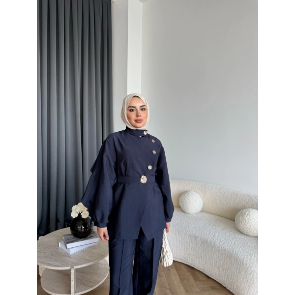 Tb - Evran Gold Düğme Cupra Takım - Lacivert