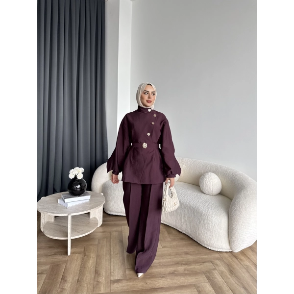 Tb - Evran Gold Düğme Cupra Takım - Bordo - ÖN SİPARİŞ