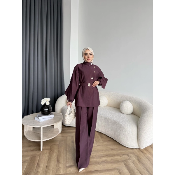 Tb - Evran Gold Düğme Cupra Takım - Bordo - ÖN SİPARİŞ