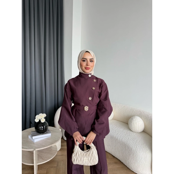 Tb - Evran Gold Düğme Cupra Takım - Bordo - ÖN SİPARİŞ