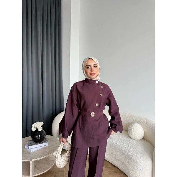 Tb - Evran Gold Düğme Cupra Takım - Bordo - ÖN SİPARİŞ