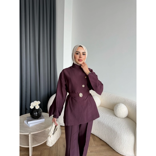 Tb - Evran Gold Düğme Cupra Takım - Bordo - ÖN SİPARİŞ