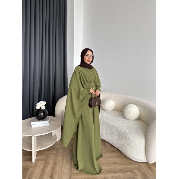 Qu - Liaml Pelerin Detay Takım - Yeşil