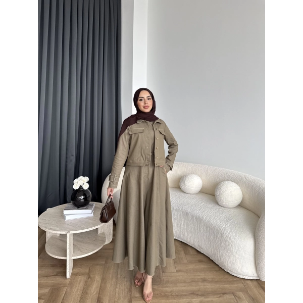 Tb - Eslan Ceketli Jile Elbise - Yeşil