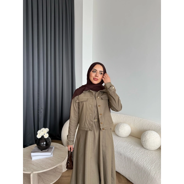 Tb - Eslan Ceketli Jile Elbise - Yeşil