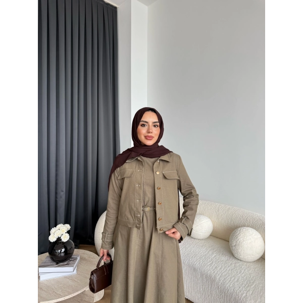 Tb - Eslan Ceketli Jile Elbise - Yeşil