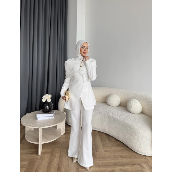 Vegas Ceketli Takım - Beyaz ÖN SİPARİŞ