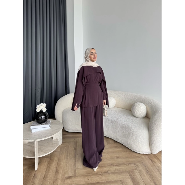 Tb - Beslan Pelerin Detaylı Takım - Bordo