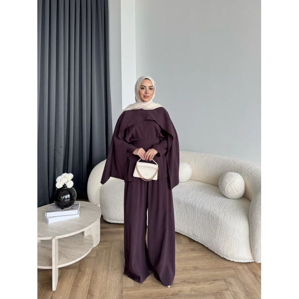 Tb - Beslan Pelerin Detaylı Takım - Bordo