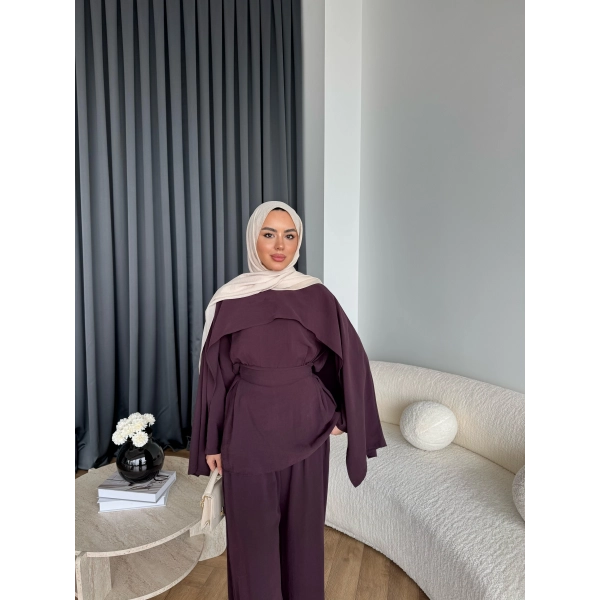 Tb - Beslan Pelerin Detaylı Takım - Bordo