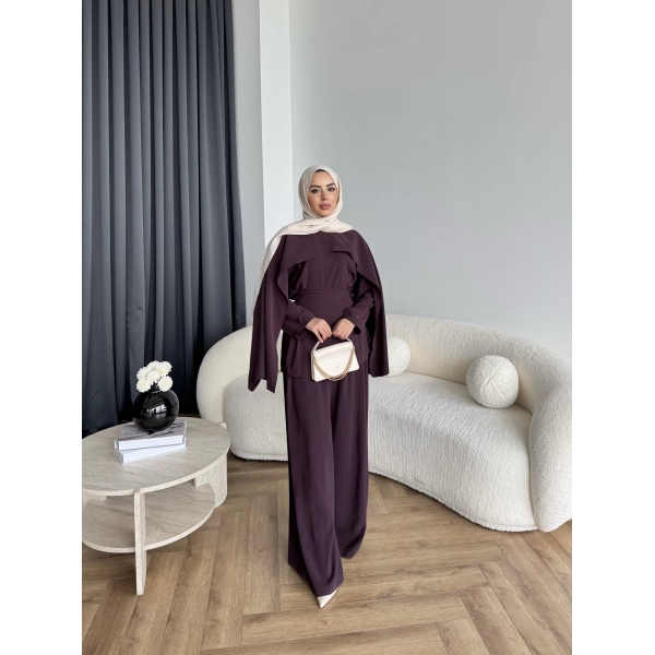 Tb - Beslan Pelerin Detaylı Takım - Bordo