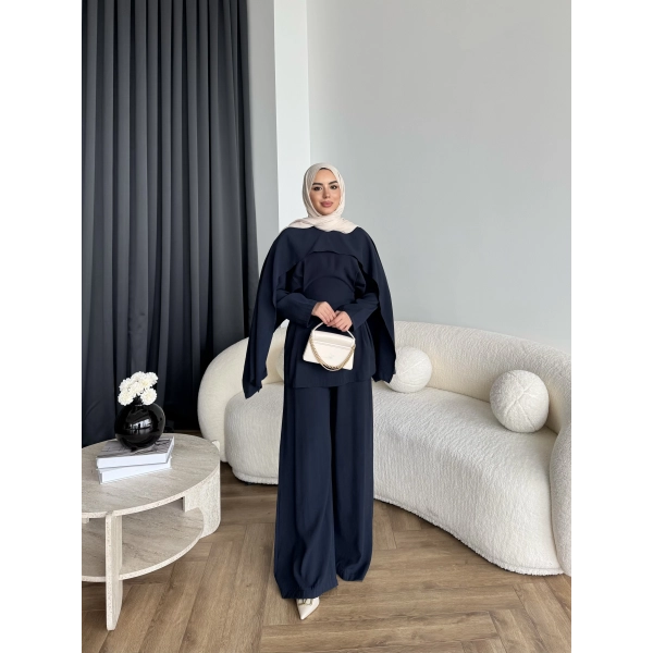 Tb - Beslan Pelerin Detaylı Takım - Lacivert