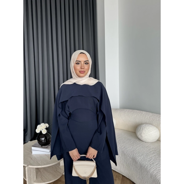 Tb - Beslan Pelerin Detaylı Takım - Lacivert