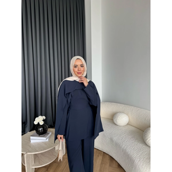 Tb - Beslan Pelerin Detaylı Takım - Lacivert