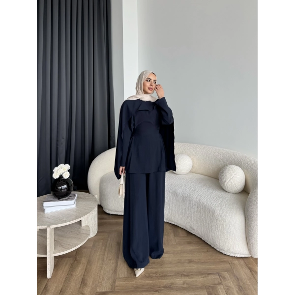 Tb - Beslan Pelerin Detaylı Takım - Lacivert