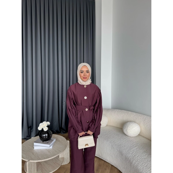 Tb - Eşla Gold Düğmeli Takım - Bordo ÖN SİPARİŞ