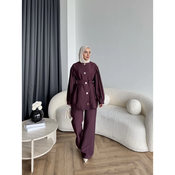 Tb - Eşla Gold Düğmeli Takım - Bordo ÖN SİPARİŞ