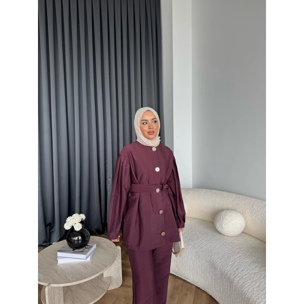 Tb - Eşla Gold Düğmeli Takım - Bordo ÖN SİPARİŞ